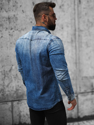 Cămașă de blugi bărbați albastră închis OZONEE NB/MC710BS