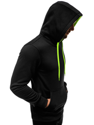 Hanorac cu glugă bărbați neagră-celadon OZONEE JS/2011