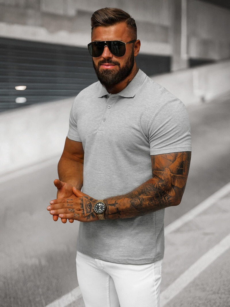 Tricou polo bărbați gri OZONEE JS/8T80/2Z