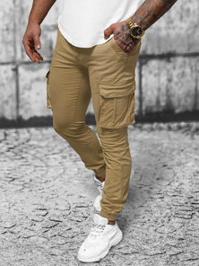 Pantaloni chino jogger pentru bărbați bej OZONEE NB/MP0202K