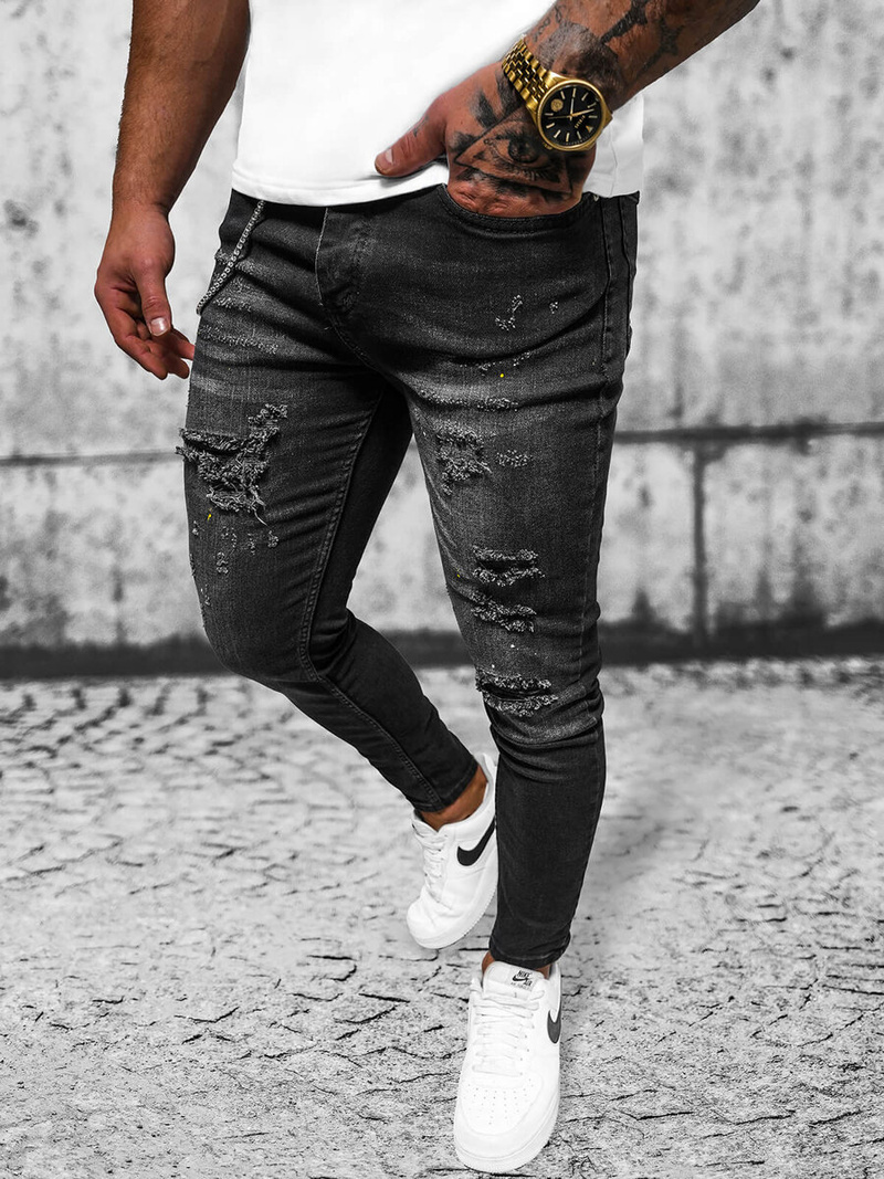 Blugi Bărbaţi negri OZONEE O/MB465