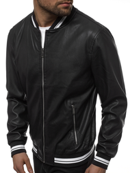 Geacă de piele bărbați neagră OZONEE JB/JP1132