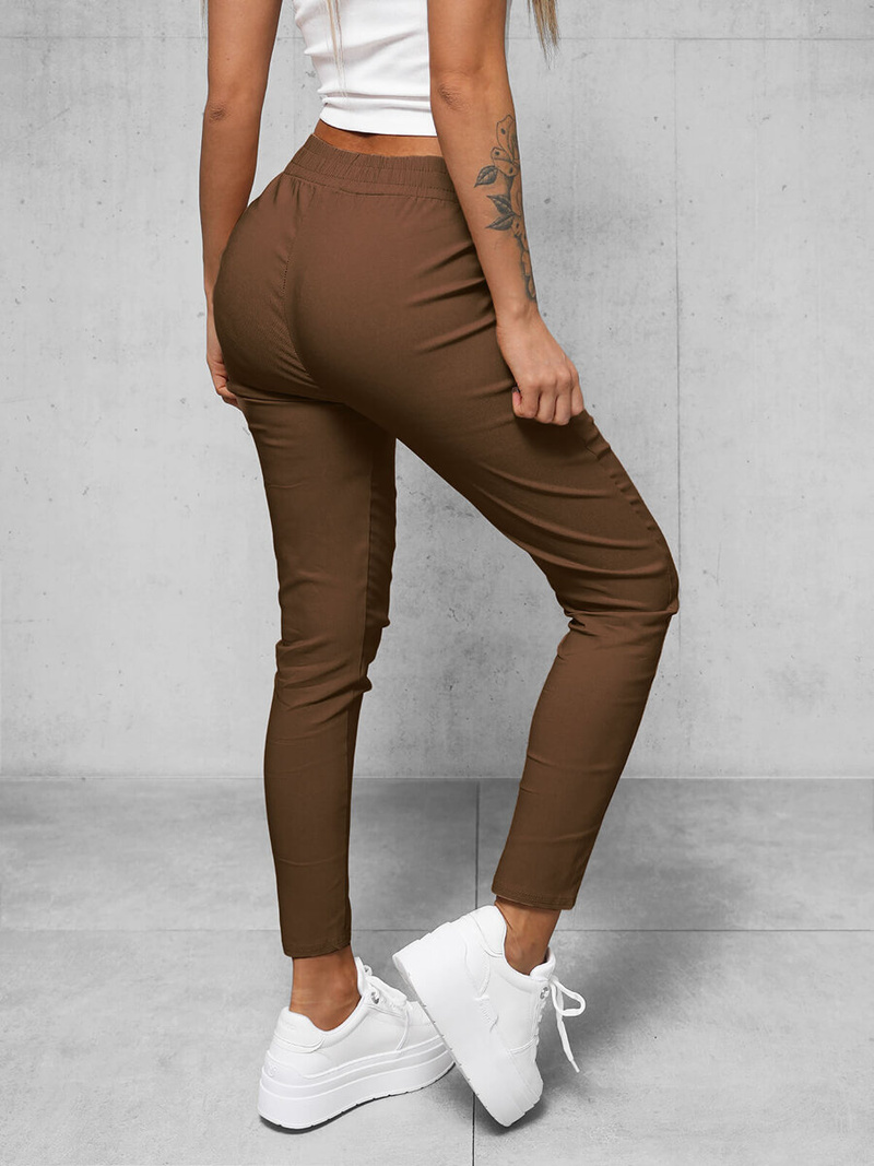 Pantaloni chino de dama maro inchis OZONEE O/7737