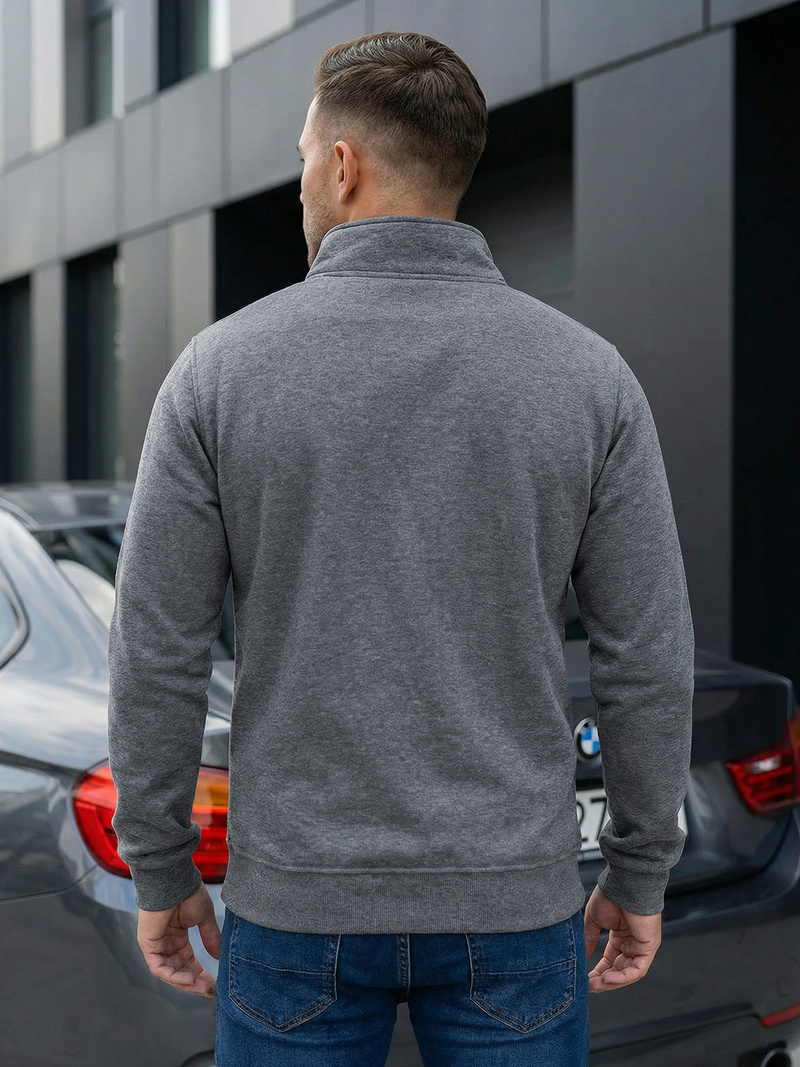 Bluză cu fermoar bărbați gri închis OZONEE JS/2002Z