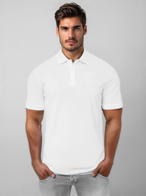 Tricou polo bărbați alb OZONEE NB/MT3142Z