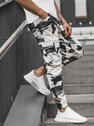 Pantaloni jogger bărbați negri-albi OZONEE A/404