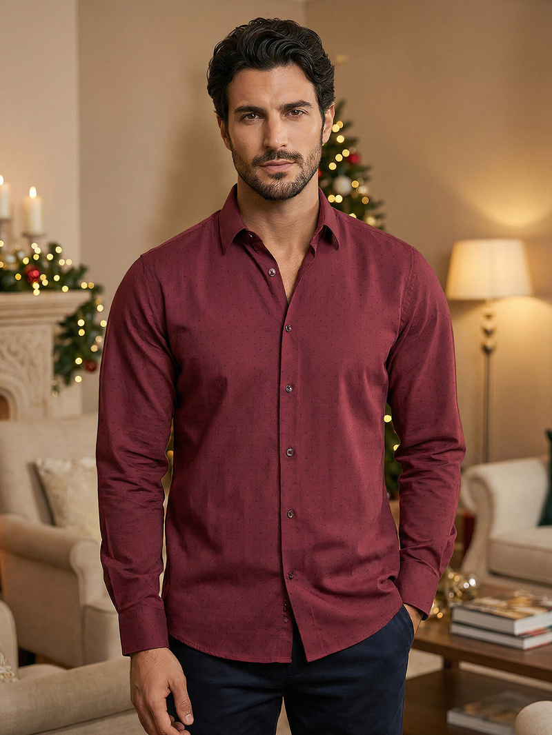 Cămașă bărbați bordo OZONEE V/V182Z