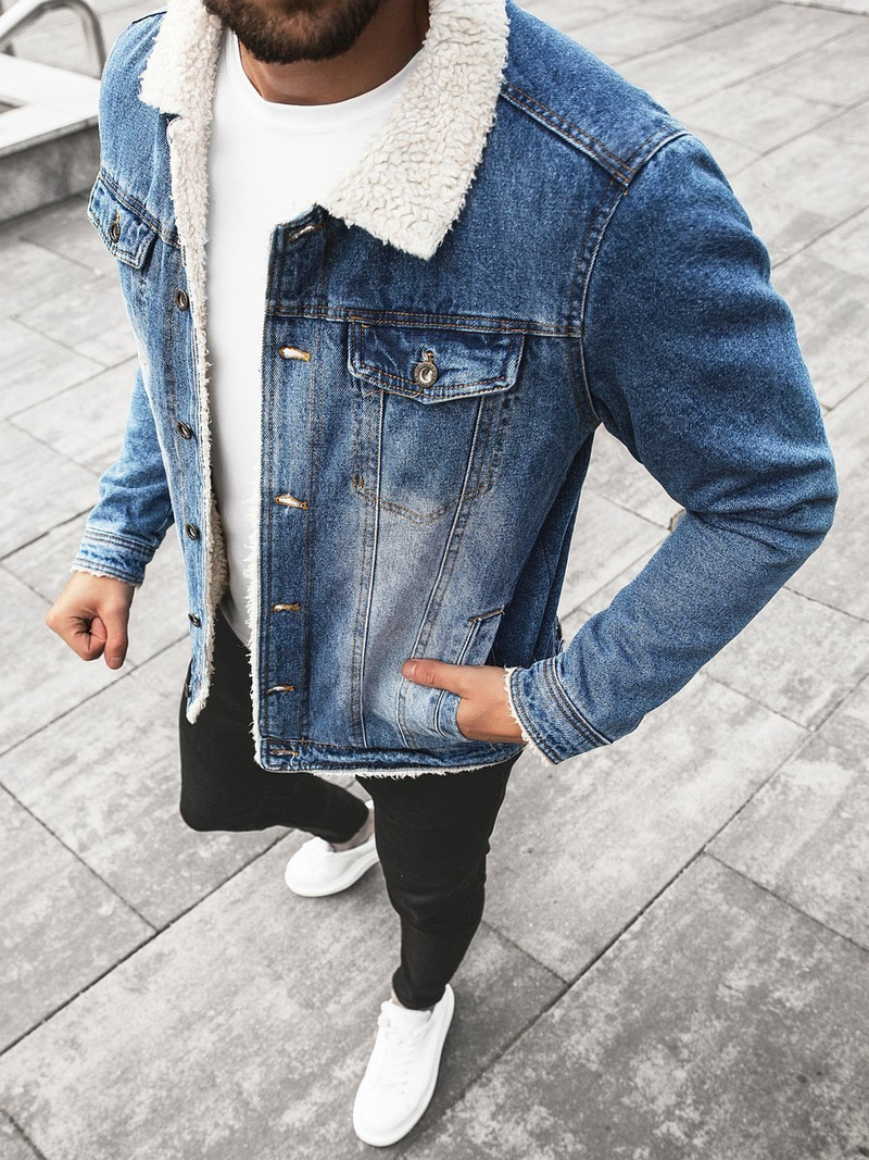 Jachetă de blugi bărbați albastră OZONEE JB/JP1153Z