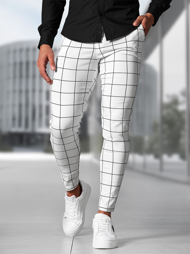 Pantaloni Chino Bărbaţi Albi OZONEE O/P4009Z