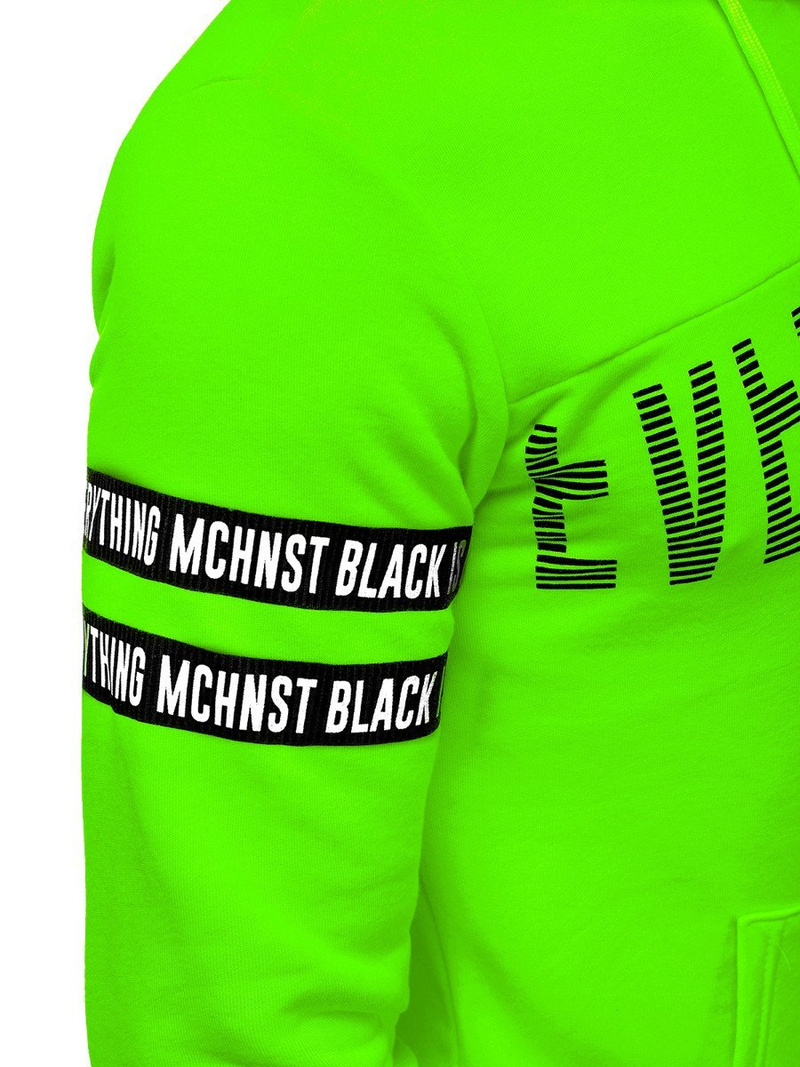 Hanorac cu glugă neon verde OZONEE MACH/3123