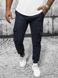 Pantaloni chino jogger pentru bărbați albastru marin OZONEE NB/MP0201BS