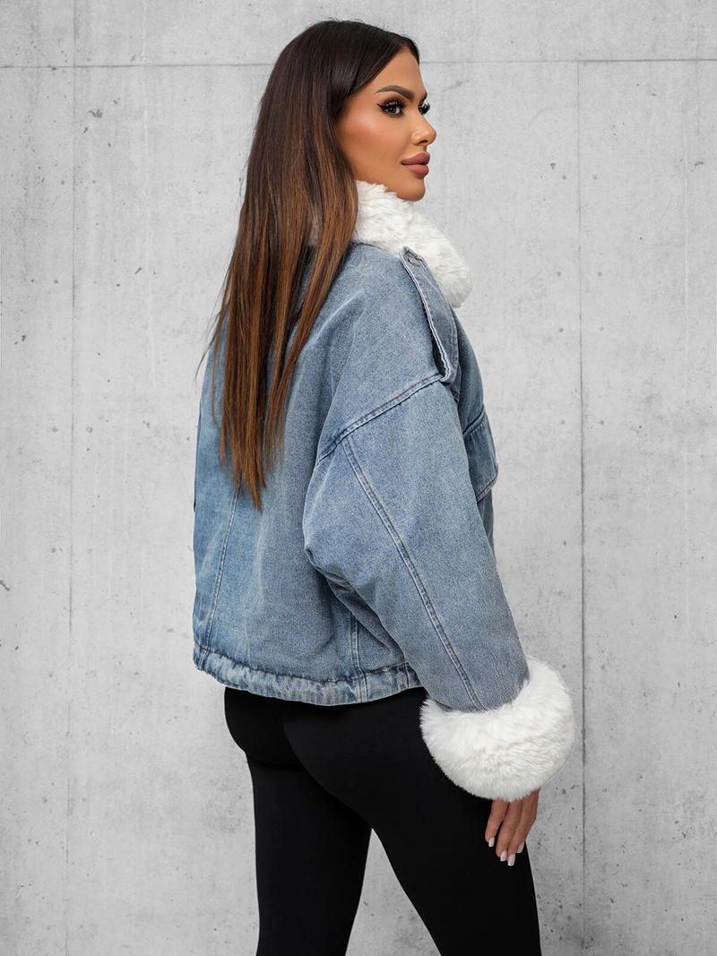 Jachetă de blugi femei albastră OZONEE JS/11Z8219Z