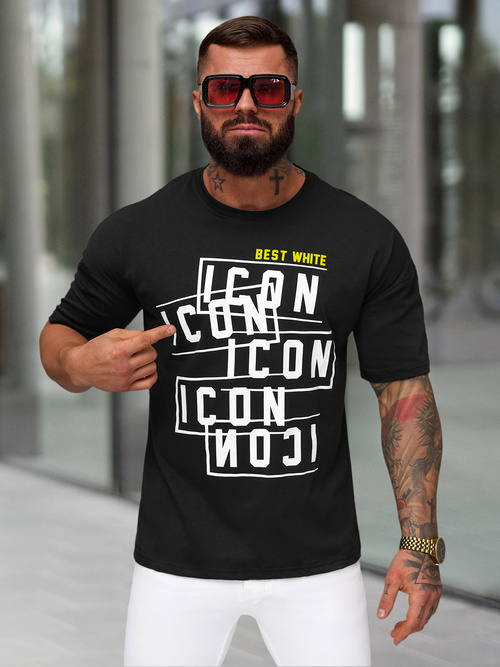 Tricou bărbați negri OZONEE JS/8B1366/3