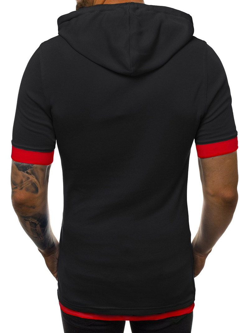 Tricou cu glugă bărbați negru-roșu OZONEE O/1273Z