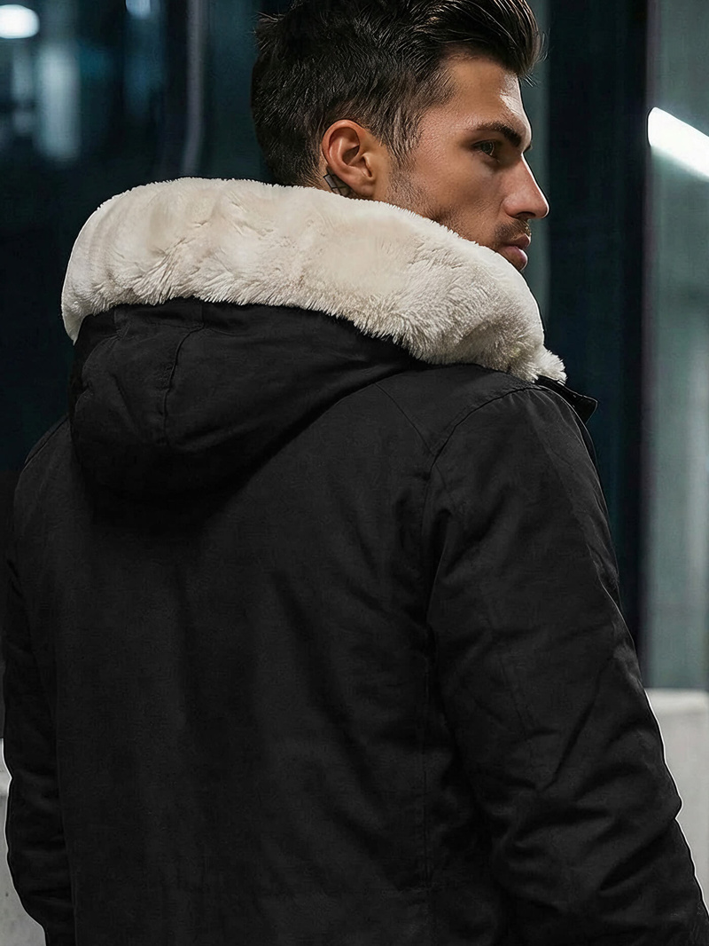 Geacă de iarnă parka bărbați neagră OZONEE JS/5M120/392Z