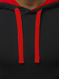 Tricou cu glugă bărbați negru-roșu OZONEE O/1273Z