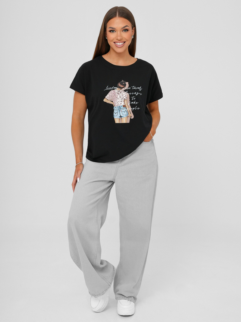 Tricou femei negri OZONEE JS/95T2573/3