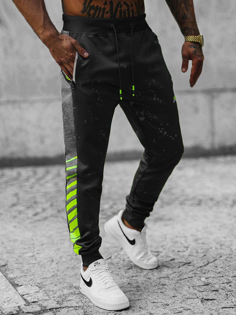 Pantaloni de trening bărbaţi negri OZONEE JS/K10232Z