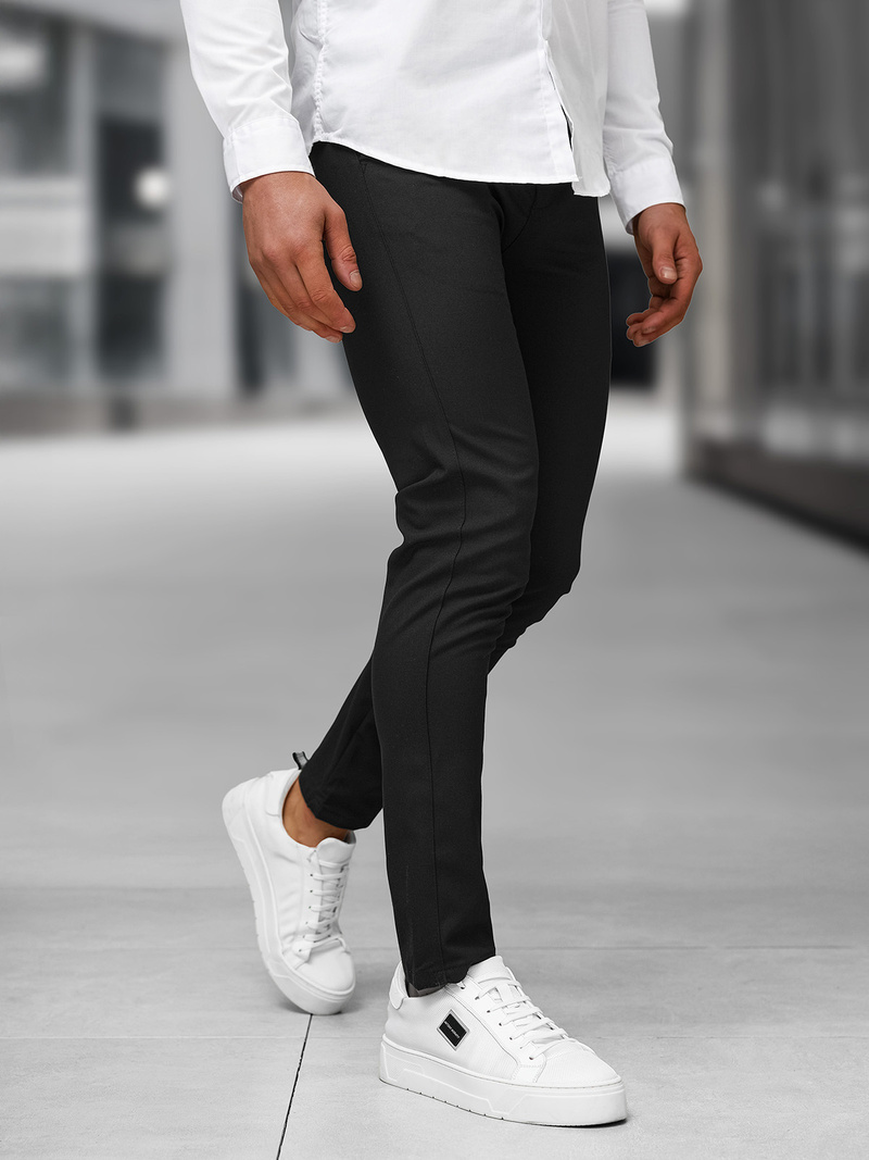Pantaloni chino bărbaţi negri OZONEE DJ/5526Z