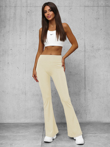 Colanţi femei cu picioare late écru OZONEE O/KTK006-J