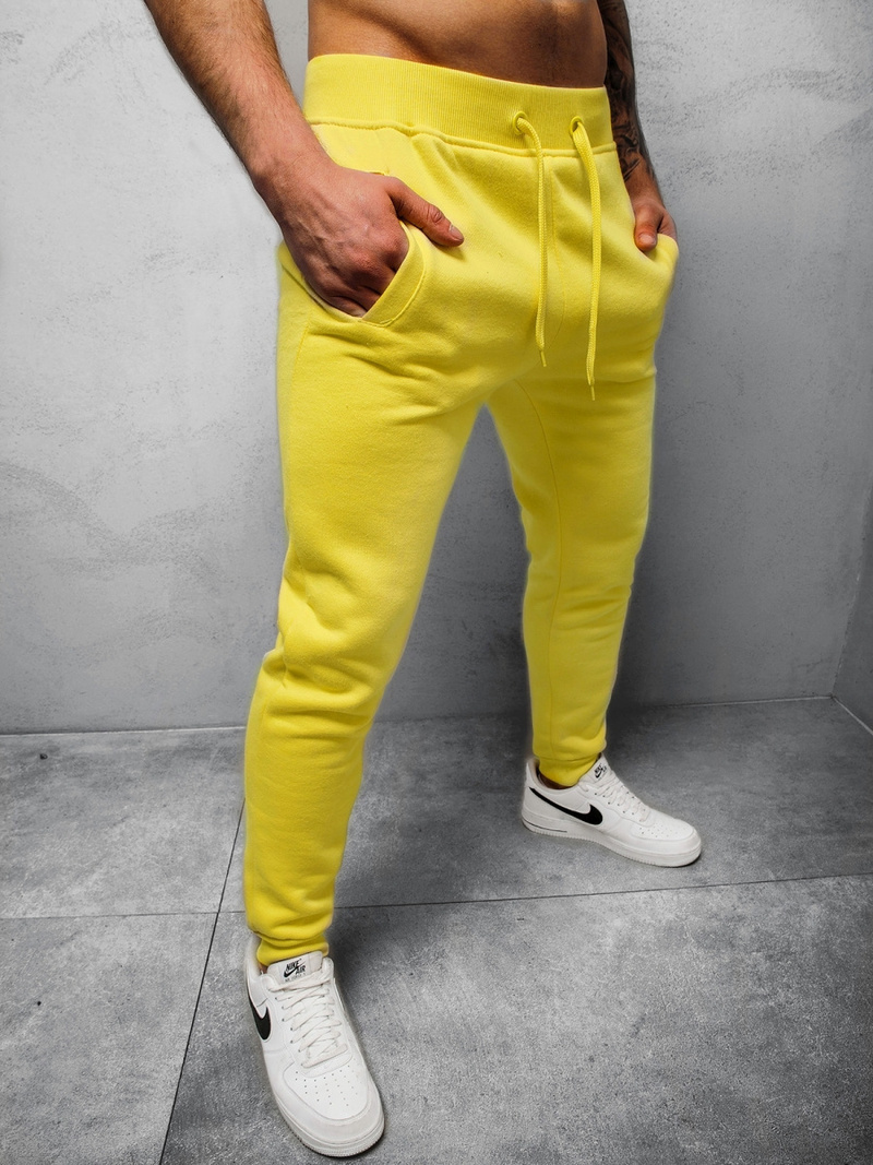 Pantaloni de trening bărbaţi galben-neon OZONEE JS/XW01Z