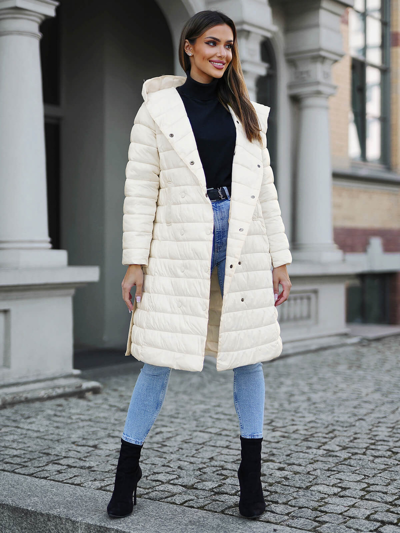 Palton de femei ecru OZONEE JS/5M3159/254