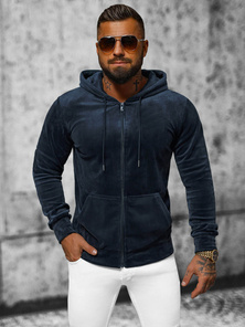 Hanorac bărbați din catifea albastru marin OZONEE JS/8B1168/25