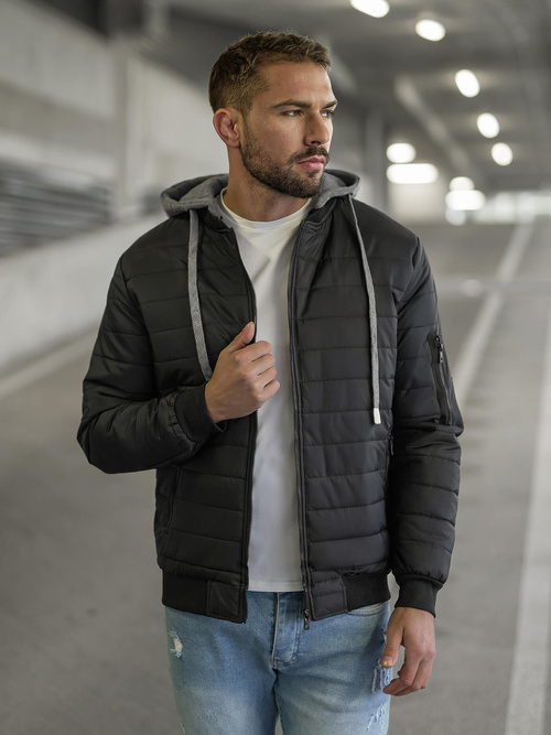 Jachetă bărbați neagră OZONEE JS/8M985/392Z