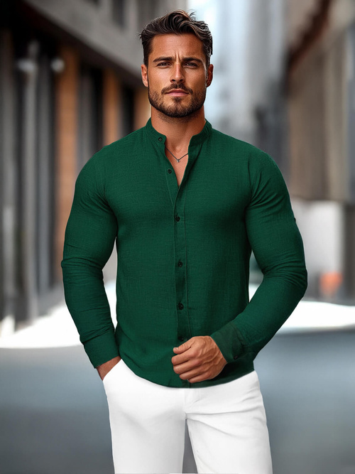 Cămașă bărbați verde OZONEE O/V78Z