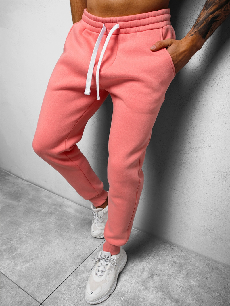 Pantaloni de trening bărbaţi roz deschis OZONEE O/12110Z