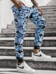Pantaloni chino jogger pentru camuflaj-albastru OZONEE O/11103