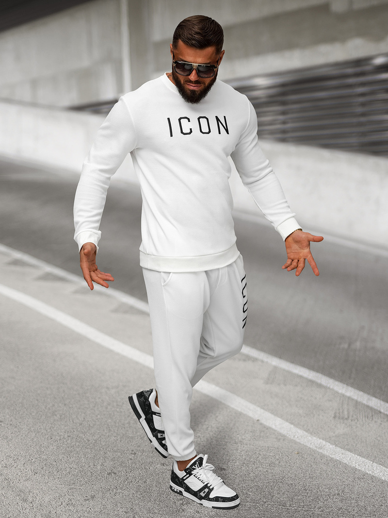 Pantaloni de trening bărbaţi albi OZONEE O/D9125Z