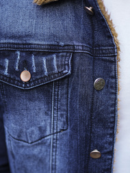 Jachetă de blugi bărbați sherpa albastră închis OZONEE NB/MJ520BSZ