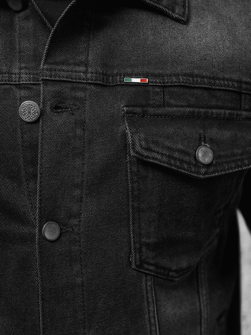 Jachetă de blugi bărbați neagră OZONEE NB/MJ523N