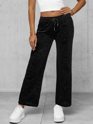 Pantaloni din catifea de dama negri OZONEE JS/92K519/3