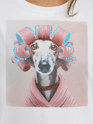 Tricou femei alb-roz OZONEE JS/YJ77726