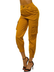 Pantaloni jogger pentru femei galben OZONEE O/HM002