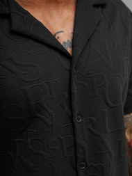 Cămașă cu mâneca scurtă bărbați neagră OZONEE O/B2256