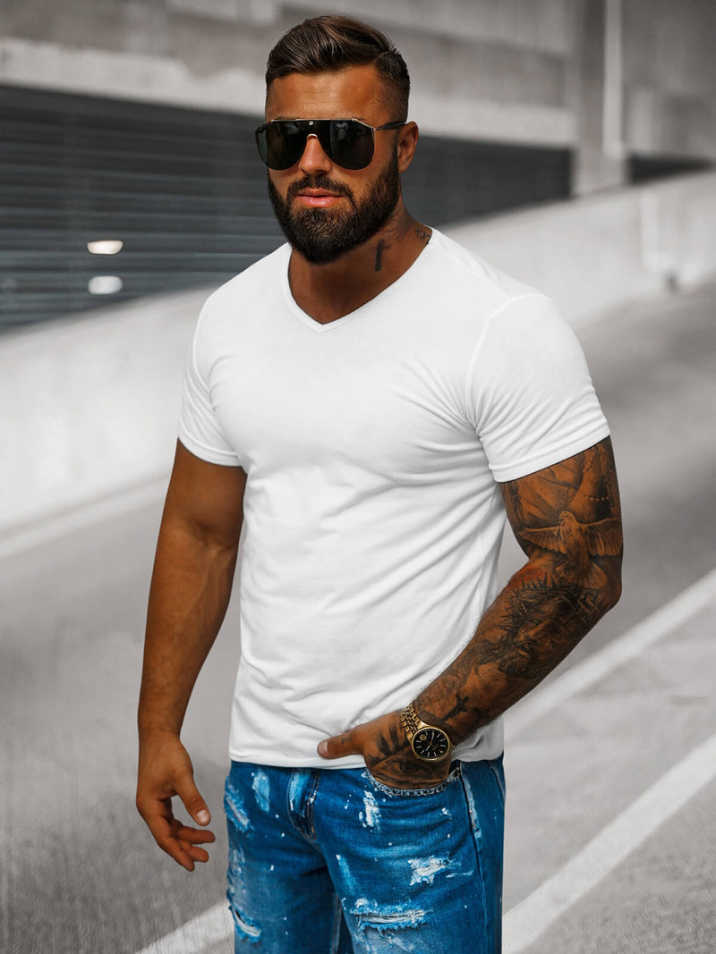 Tricou bărbați alb OZONEE JS/712007Z