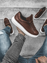 SNEAKERS mare brun-alb OZONEE CH/257