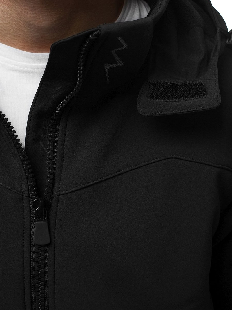 Jachetă bărbați SOFTSHELL negru-portocaliu OZONEE GE/12268