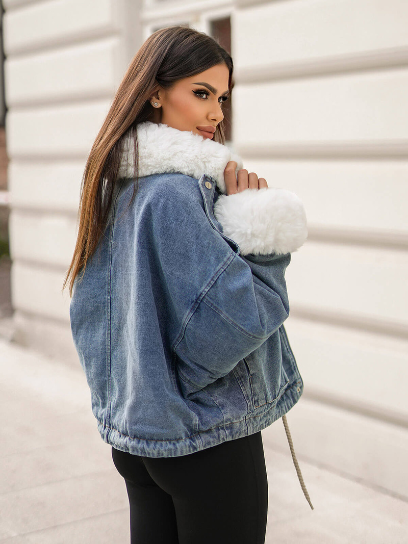 Jachetă de blugi femei albastră OZONEE JS/11Z8219