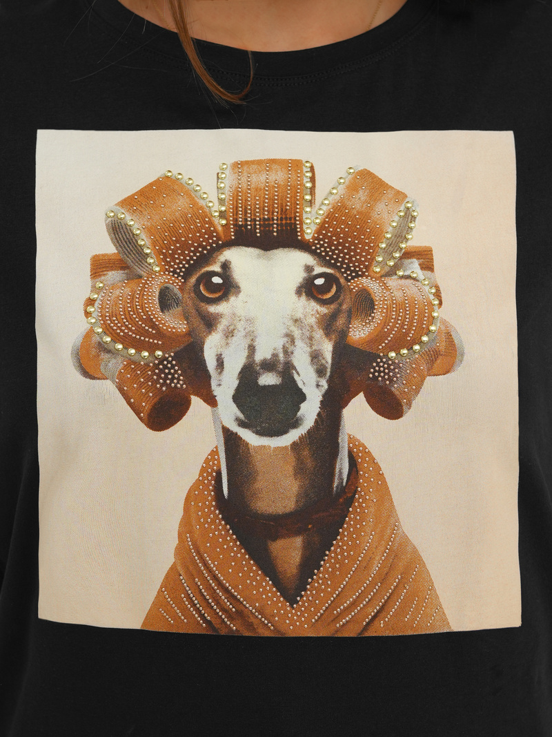 Tricou femei negru-bej OZONEE JS/YJ77726