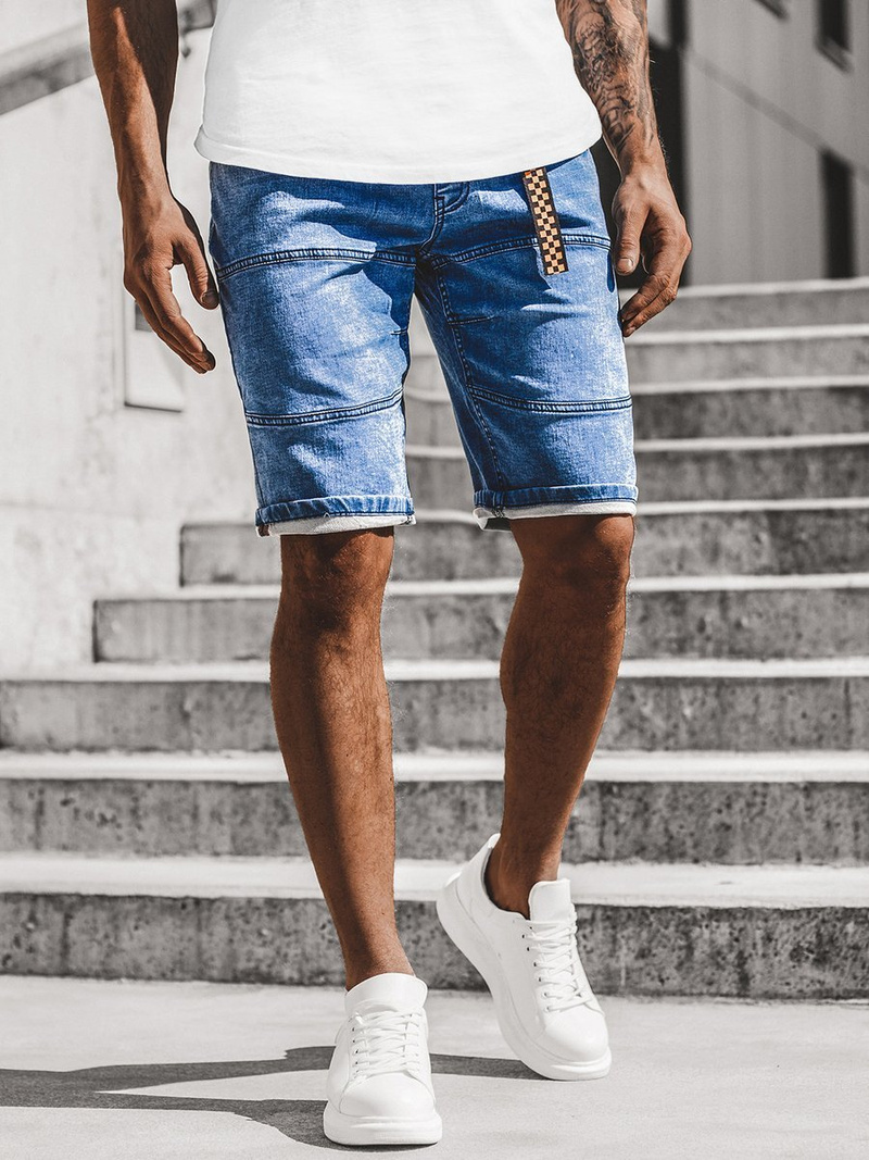 Pantaloni scurti blugi bărbați albaștri OZONEE RF/HY340/3