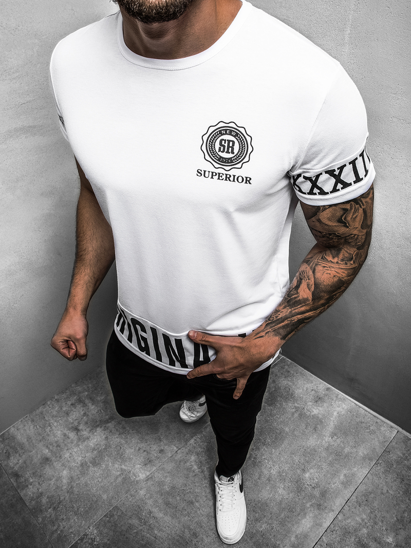 Tricou bărbați albă OZONEE JS/SS11095