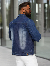 Jachetă de blugi bărbați albastră închis OZONEE NB/MJ525BSZ