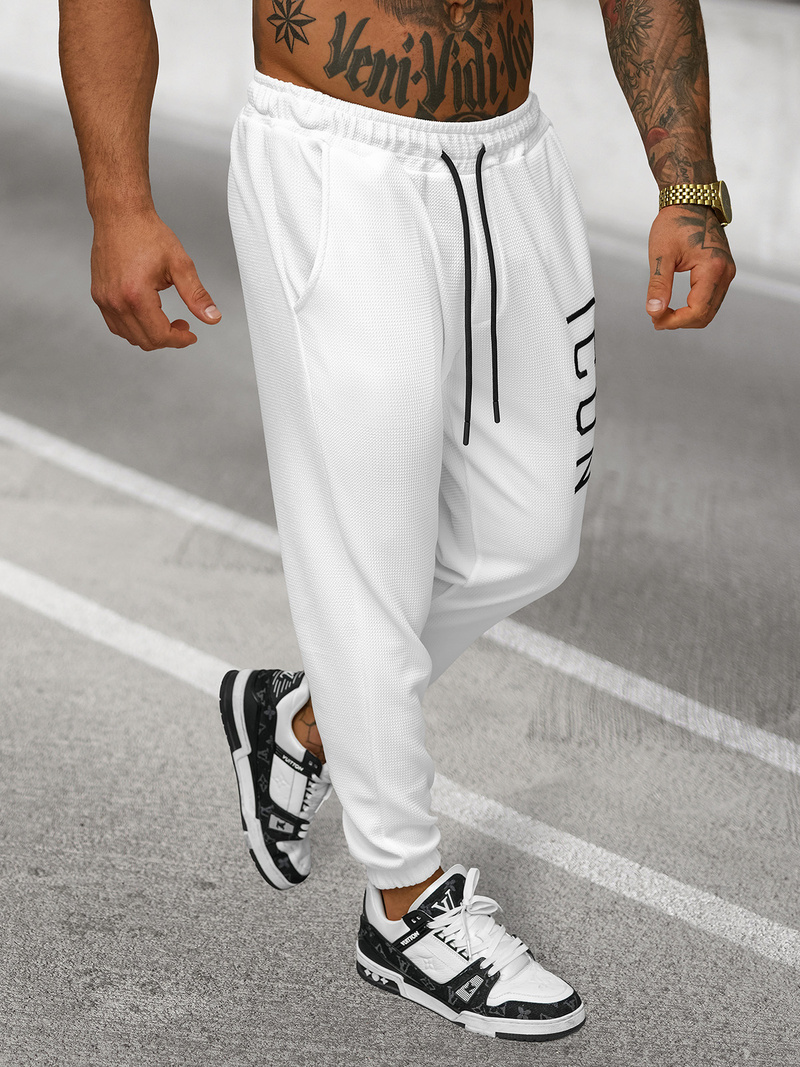 Pantaloni de trening bărbaţi albi OZONEE O/D9125Z