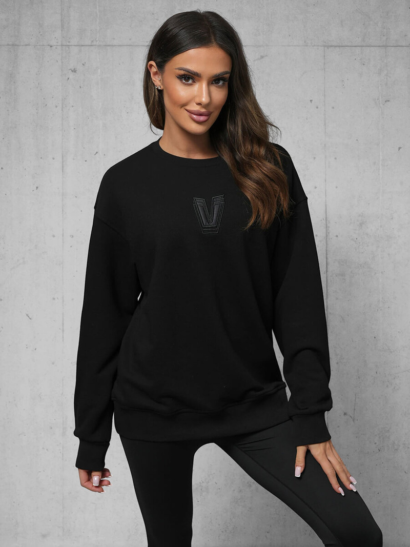 Bluză oversize neagră OZONEE O/SWE23034Z