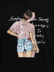 Tricou femei negri OZONEE JS/95T2573/3