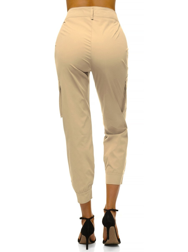 Pantaloni jogger pentru femei bej OZONEE O/HM002